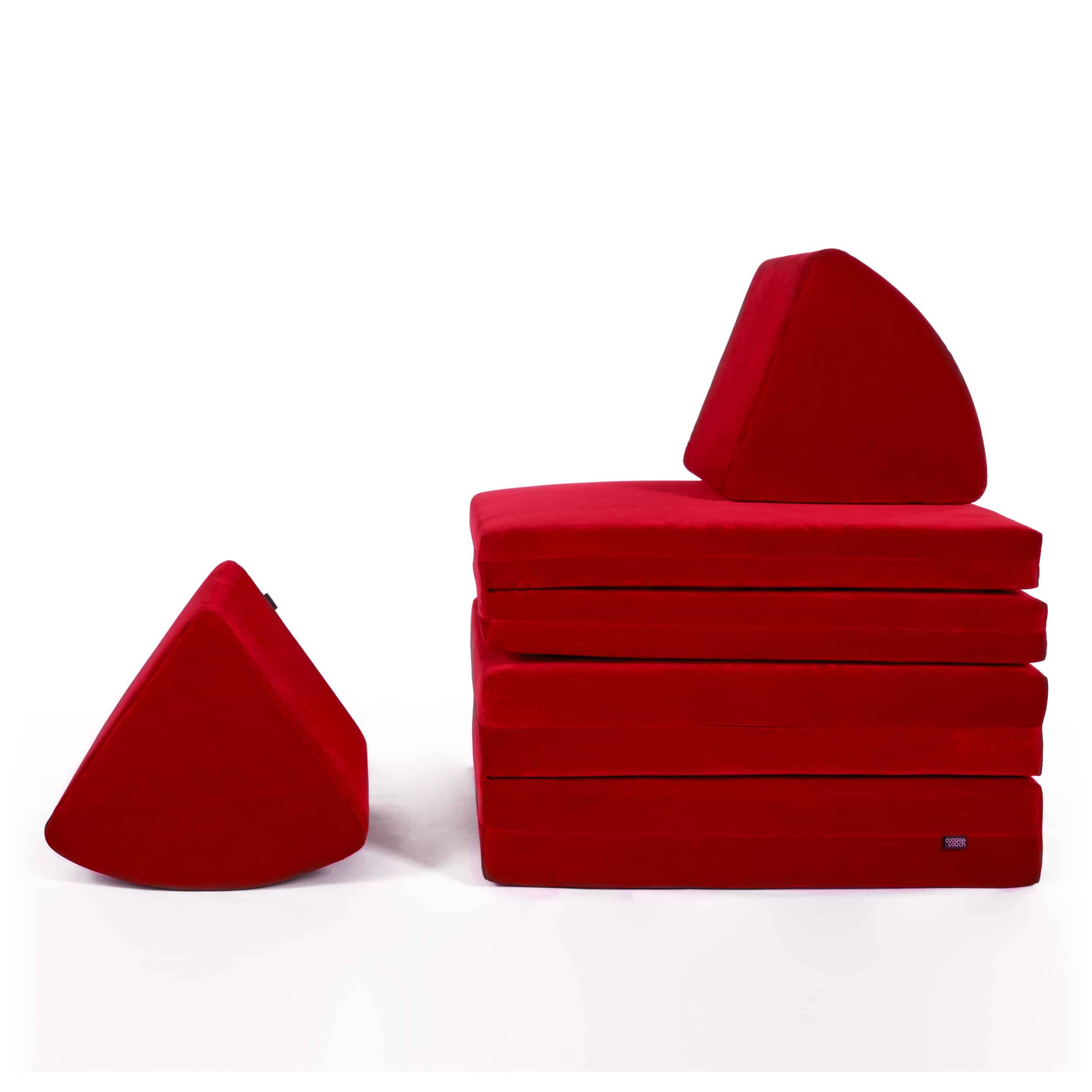 coogeecouch | kids sofa | series: scuderia-fantasia | color: chilli-red light red | view: front stacked | made in Germany